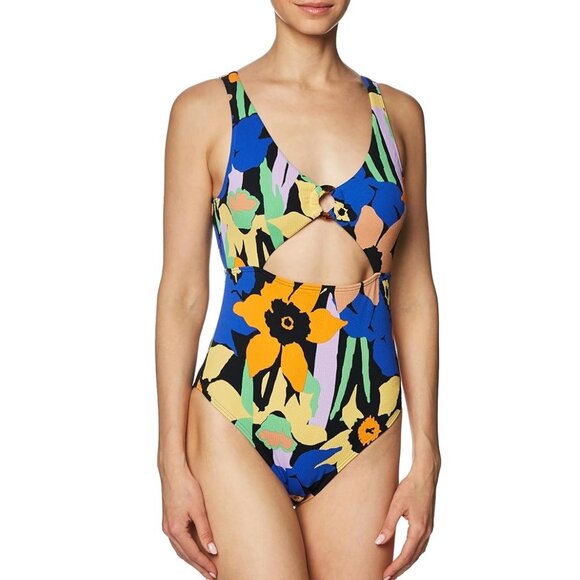 NWT ROXY Women's Color Jam Cutout One Piece Swimsuit Sizes S-M $110 LLL310 - Picture 1 of 3